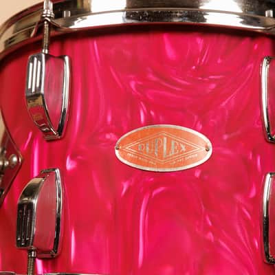1960s Duplex Tonecraft Pink Satin Flame Drumset image 9