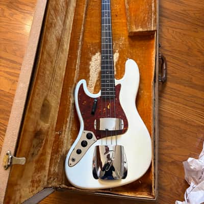 1961 Fender Jazz Bass Left-Handed Olympic White Nitro Refinish w/ Original Pickups & Case image 13