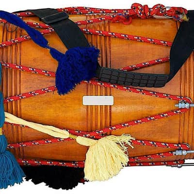 Handmade Designer Dhol,Mango Indian Musical Punjab Bhangra Wood Musical Instrument With Bag image 1
