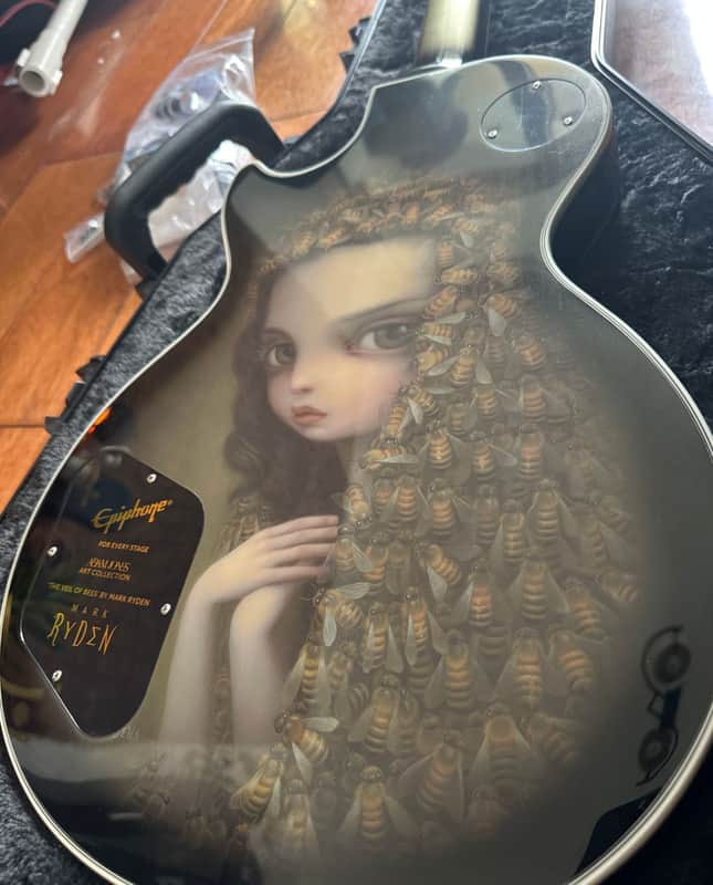 Epiphone Adam Jones Signature Art Series Les Paul Custom 2022 (US customers, tariff fees are included in the shipping cost) - Mark Ryden’s “The Veil of Bees" / Silverburst image 1