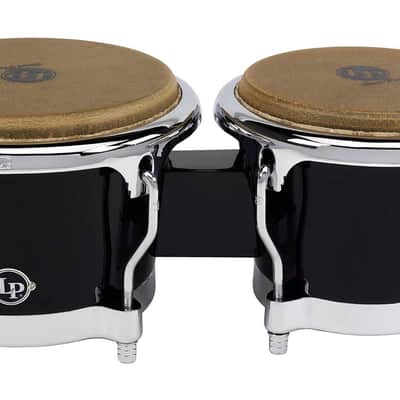 Latin Percussion LP 7-1/4" and 8-5/8" Fiberglass Bongos - Black with Chrome Plated Hardware (LP200XF-BK) image 5