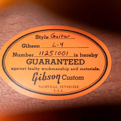 2011 Gibson L-4 CES Master Label Archtop Electric Guitar Vintage Sunburst w/ Case, CoA image 6
