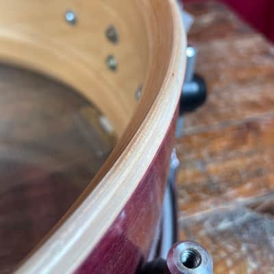 Bison Drum Company 5.5x14 Snare Drum Transparent Red Sparkle image 12