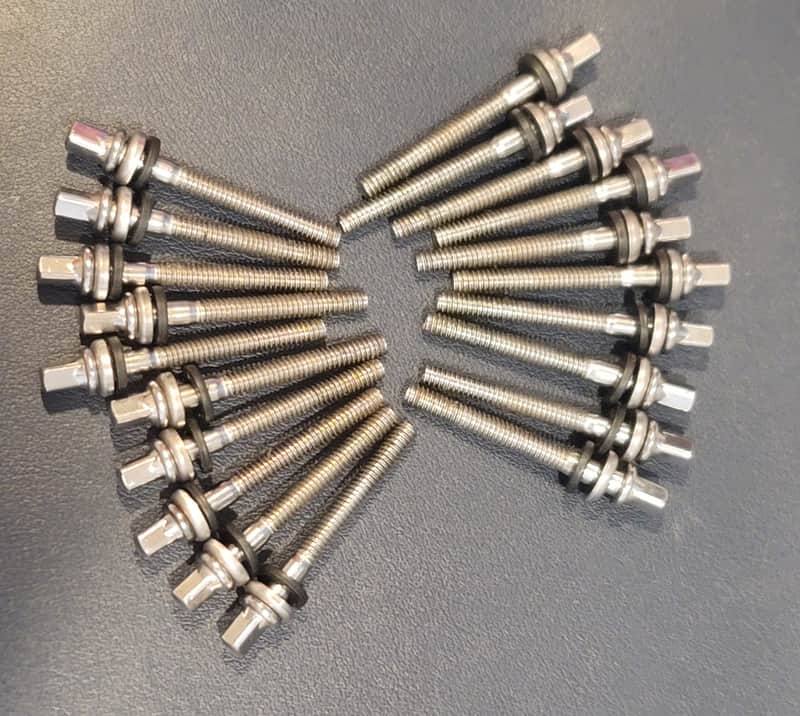 π© TAMA MS648SHP Tension Rods (x20) β Chrome β 48mm β Starclassic / SLP β OEM β Hold Tight Washers β Excellent image 1