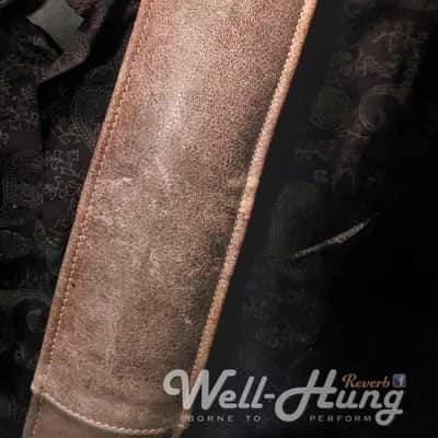 Well-Hung "Drifter" - 3" wide padded leather guitar strap Distressed cowhide image 4