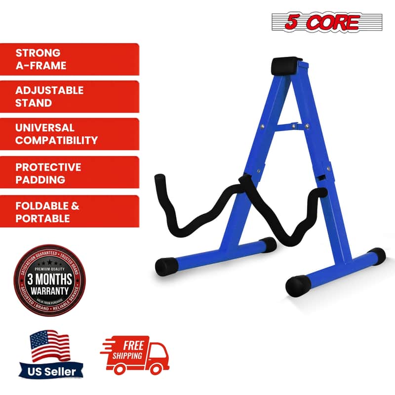 5 Core Guitar Stand A Frame w Soft Foam Arm Non Slip Rubber for Acoustic Electric Bass Ukulele image 1