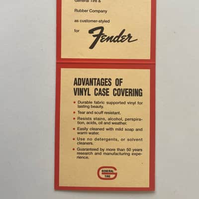 Original 1965-1970 Fender Hang Tag 10/10 Condition Case Candy RARE NOS Strat Tele or Amp image 5
