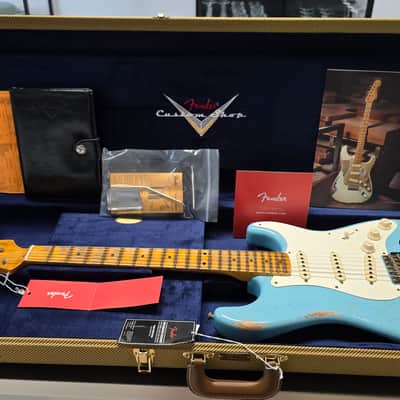 Fender 1955 Stratocaster Custom Shop Heavy Relic BRAND NEW Daphne Blue American Vintage 55-1956 50s 1950's USA 1 of 1 Limited Edition Master Aged Roadworn Ash Guitar image 2
