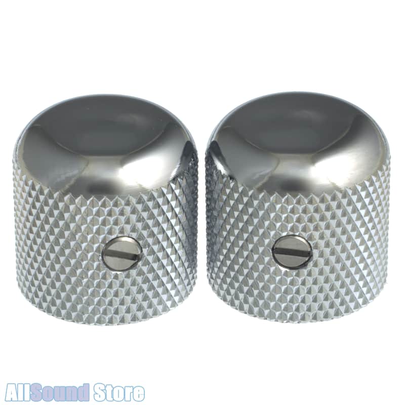 (2) GOTOH VK1-18 Dome Knobs for 6mm Pots Guitar or Bass - Chrome image 1