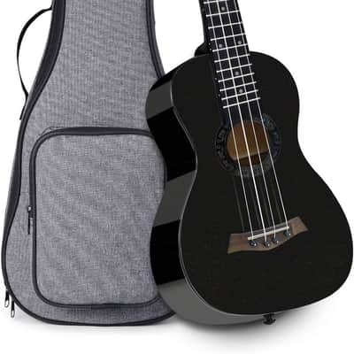 Soprano Ukulele 21 inch Ukelele Professional Small Guitar Maple Top and Side and Back Bundle Gig bag - Black image 1