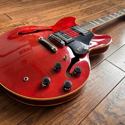 Rare 1980 Matsumoku Epiphone Riviera Semi-Hollow Blue Label Stop Tail Heritage Cherry MIJ Japan image 4