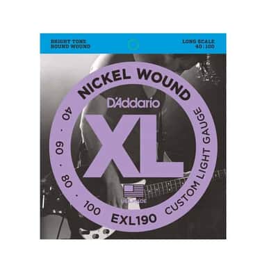 D'Addario EXL190 Nickel Wound Electric Bass Strings, Custom Light, Long Scale, 40-100 image 1