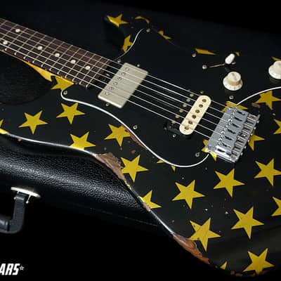 Friedman USA Custom Shop Vintage S Guitar in Black with Gold Stars image 7