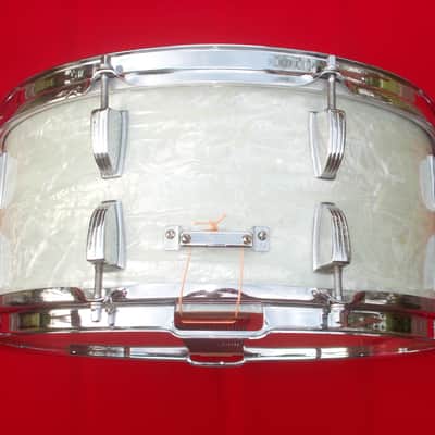 Vintage 1957 Ludwig WFL 6.5x14 White Marine Pearl Snare Drum image 4