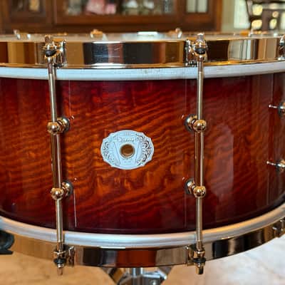 Ludwig Aged Exotic Tamo Ash 6.5x14 Snare Drum Cherry Carmel Lacquer image 2