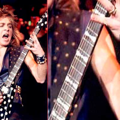 Immagine Well-Hung Forever Randy "Brass Pyramid" 3" wide padded black leather guitar strap - 7