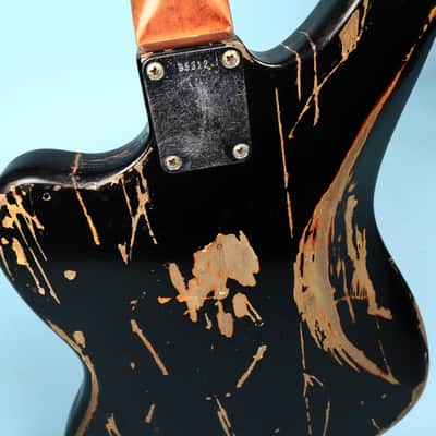 1963 Vintage Fender Jaguar Black Relic Electric Guitar image 13