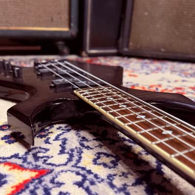 2000 B.C. Rich N.J. Neck Thru Series Warlock Bass - Made In Korea - Transparent Black w/ Coffin Case Bild 15
