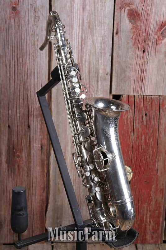 H N White King Vintage 1920s C Melody Saxophone Silver Made in the USA image 1