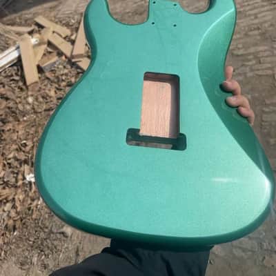 1 Alder wood Metallic green Strat Electric guitar body single single single image 3