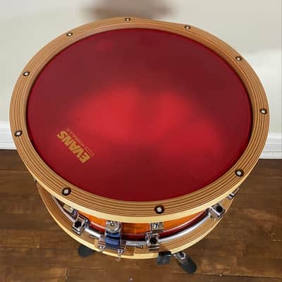 Yamaha 14x6.5 Sensitive Series Maple Snare Drum w/ Vintage Wood Hoops Amber Sunburst Japan MSD1465 - Amber Sunburst image 5