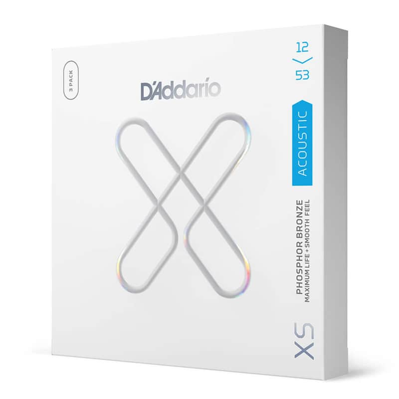 D'Addario 12-53 Regular Light, XS Phosphor Bronze Coated Acoustic Guitar Strings 3-Pack image 1