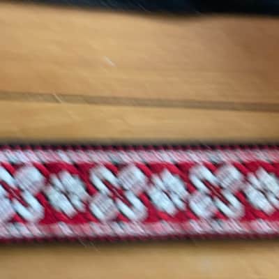 NEAR-MINT vintage 1960's ACE Bob Dylan hendrix clapton guitar strap rare red floral kurt cobain hootenanny image 10