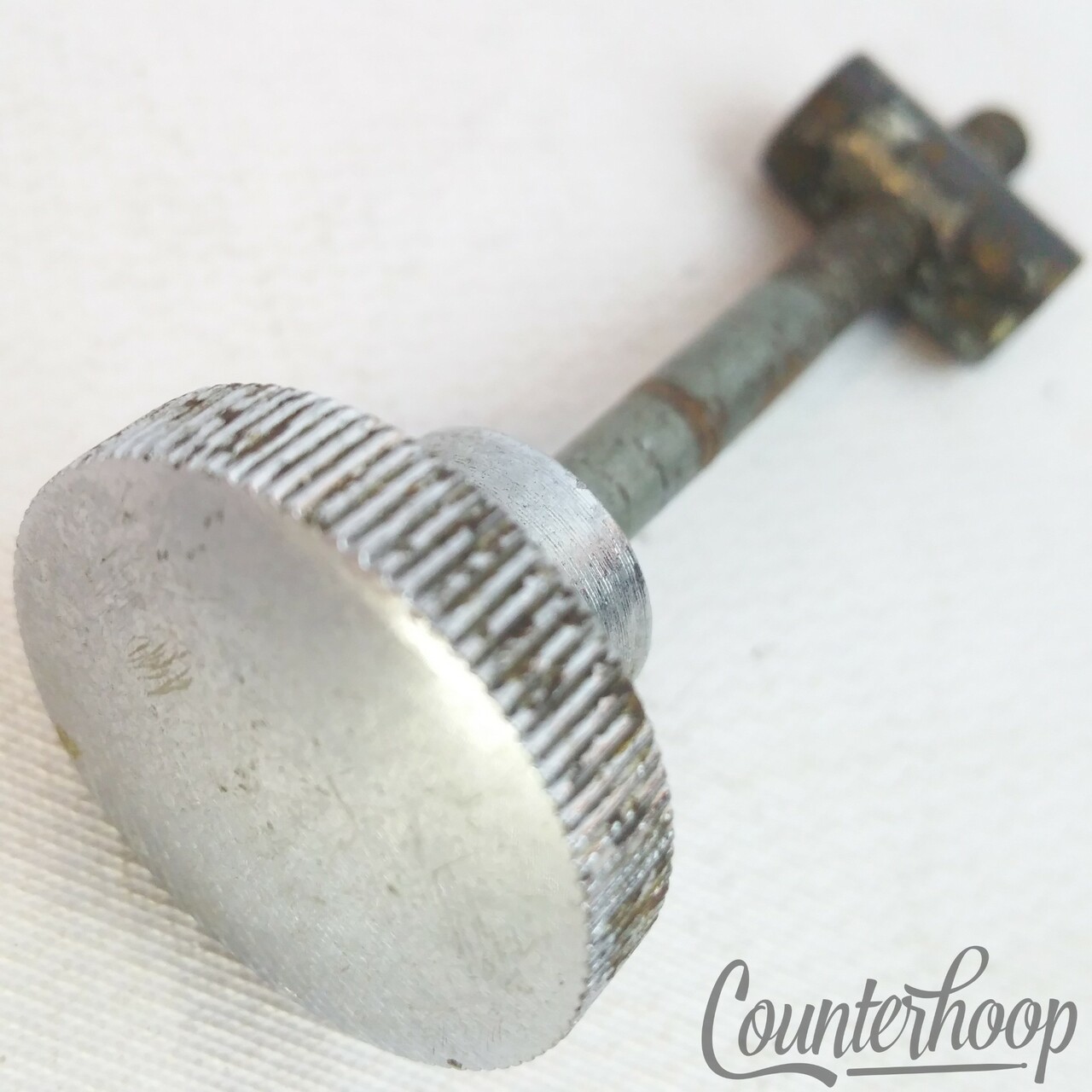 Ludwig Muffler Knob Tensioner Rod 1"Dial+Brass Nut Snare/Tom Drum Chrome USA 70s — main photograph
