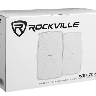 2 Rockville WET-7020W 5.25" 70V Commercial Indoor/Outdoor Wall Speakers in White image 8