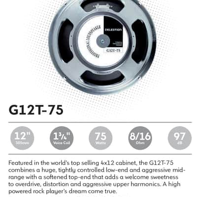 Celestion G12T-75 12" 8ohm 75W Ceramic Magnet Guitar Speaker 97dB 85Hz image 2