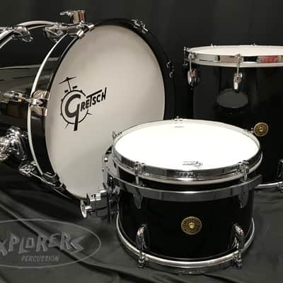 Gretsch USA Custom Round Badge 3 Piece Maple/Gum Shell Pack in Piano Black - 18,12,14 image 10