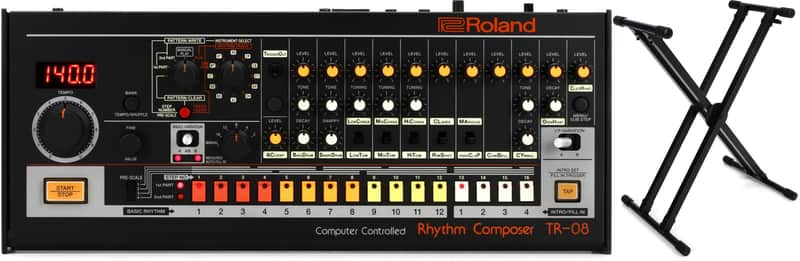 Roland TR-08 Rhythm Composer Bundle with On-Stage Stands KS8291XX Keyboard Stand with Lok-Tight Construction image 1