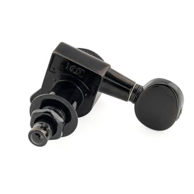 Brio Pro Left-Handed Locking Tuners — 6-in-Line | 18:1 Ratio | Vintage Oval Buttons - Black image 5