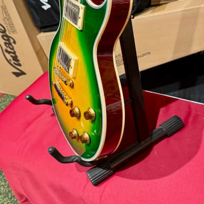 Vintage Guitars V100 30 ANNIVERSARY GREEN BURST W/ Bag image 12