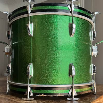 Exc 60’s Green Sparkle Ludwig No. 920 Classic 14x20" Bass Drum with Keystone Badge image 10