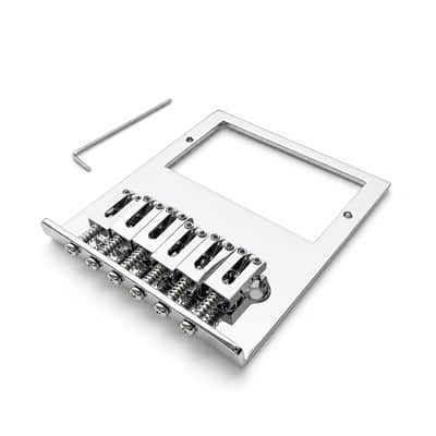 GTI  Telecaster Style 6-Saddle Guitar Bridge for Humbucker - Chrome – Steel Plate, Zinc Saddles - TBR3