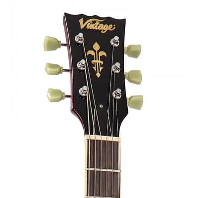 Vintage V100TWR Reissue Flamed Trans Wine Red image 8