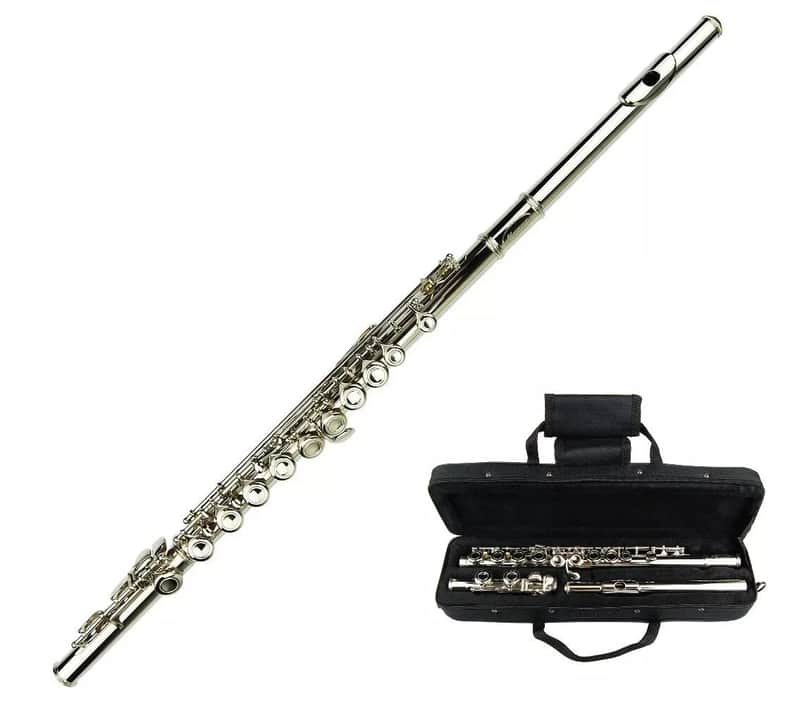 Silver 16-Key Closed Hole C Flute – Intermediate Student Band Flute with Case & Accessories image 1