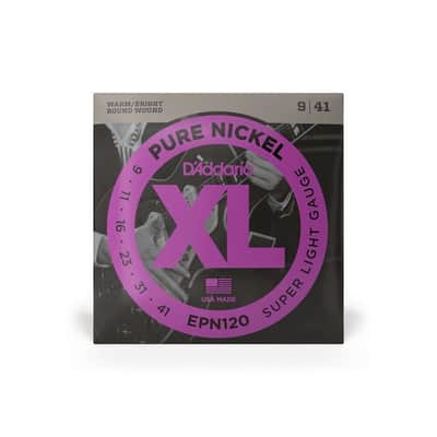 D'addario XL Pure Nickel 9-41 Super Light Electric Guitar Strings - EPN120 image 3