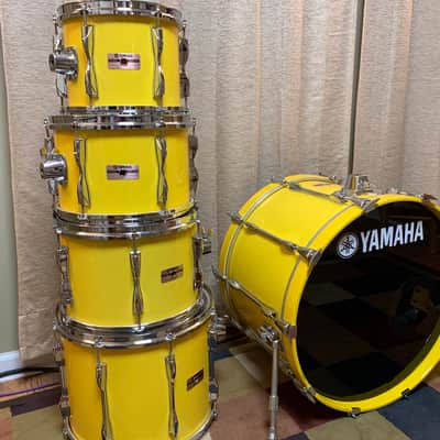 RARE Vintage Yamaha Recording Custom Birch pre-Yess 1983 Mellow (Canary) Yellow Drum Kit Set Gadd Sizes! image 5