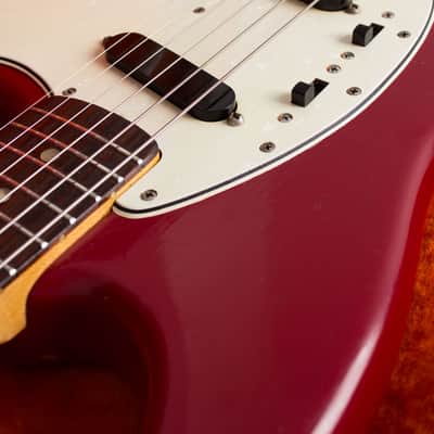 Fender  Mustang Solid Body Electric Guitar (1966), ser. #128090, original grey hard shell case. image 20
