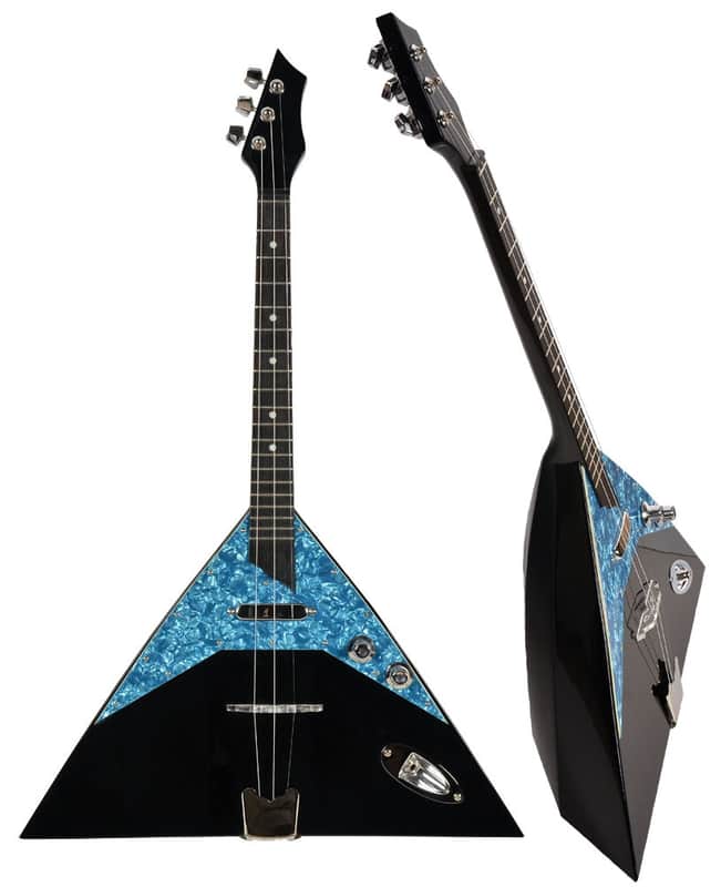 Balalaika Electric 3 String Loud With Lipstick Pick Up Hora 2018 Black With Blue Pearl image 1