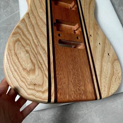 AAAAA Handcrafted 9-Piece Guitar Body Ash & Mahogany Satin Natural Wood Grain image 6