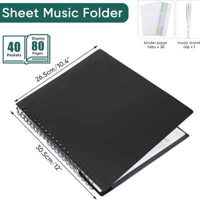 Sheet Music Folders Choir Binder: Piano Music Sheet Holder Storage Fits Letter Size 8.5 x 11 Inch for Choral,Guitar, Orchestra, Band - 40 Plastic Sleeves Display 80 Pages (Spiral) image 3