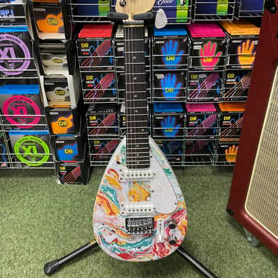 Vox Mini Mk III travel guitar teardrop shape in marble /white finish image 16