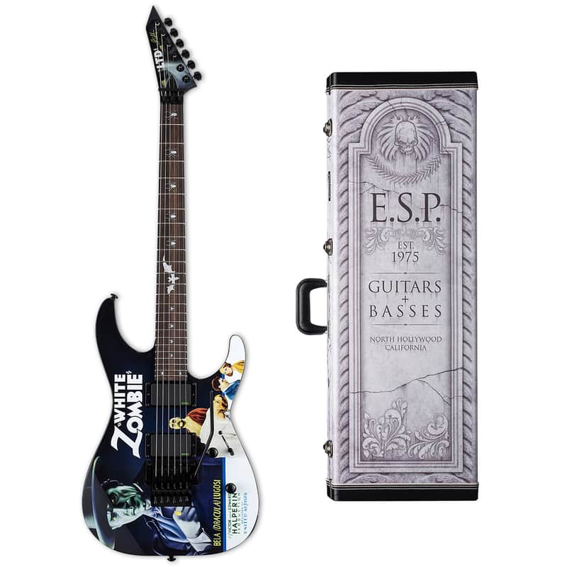ESP LTD KH-WZ Kirk Hammett White Zombie Black Electric Guitar + Tombstone Case B-Stock - Korea image 1