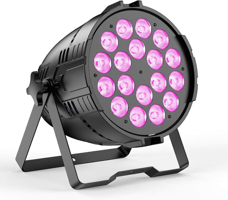 200W Stage Lights, RGBWAL 6IN1 Par Lights, Professional 18 LED DMX512 Sound-Activated Controlled LED Par Can, 6/10CH Uplights for Theater Studio Concert Stage DJ Party image 1