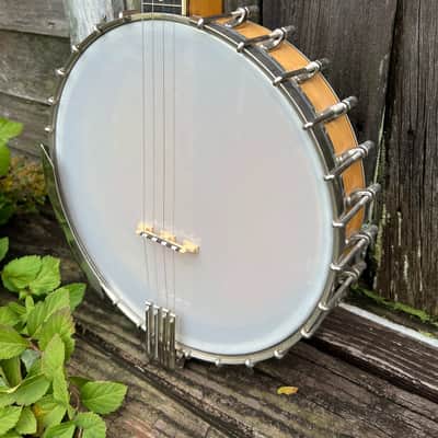 The Bacon Blue Ribbon Style A Tenor Banjo with Original Koverite Case Natural 1920s image 2