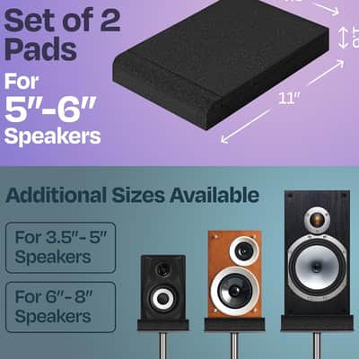 Studio Monitor Isolation Pads for 5-Inch Speakers – Premium Acoustic Foam Speaker Isolation Pads with High-Density Vibration Reduction for Studio Monitors, Bookshelf Speakers & Home Recording image 3
