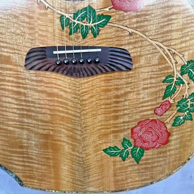 Blueberry Handmade Jumbo Size Acoustic Guitar Floral Motif - Mango Wood Body and Top image 2
